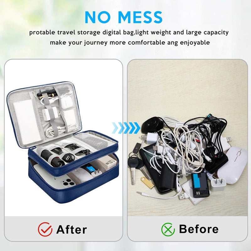CILLA Electronic Organizer Travel Case, Travel Cord Organizer Case Portable Waterproof Cable Organizer Bag for Charger, Cord, USB, Power Bank, Earphone - Image 4